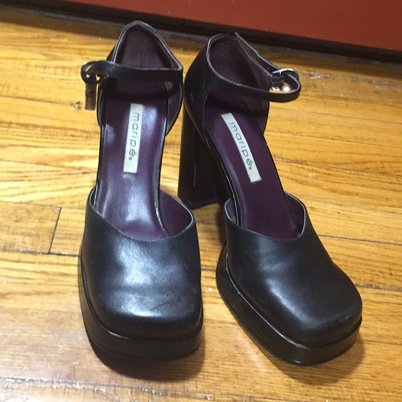 Maripé Vintage black platform stacked heels - Picture 5 of 7